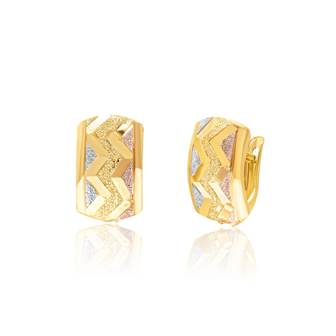 18K Real Gold Curved Clip Earring Set