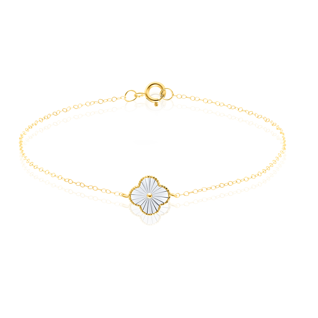 18K Real Gold White Flower Bracelet