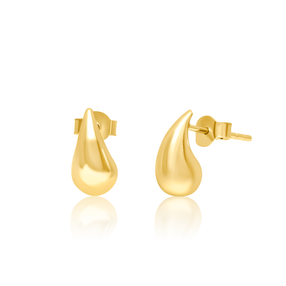 18K Real Gold Curved Drop Earring Set