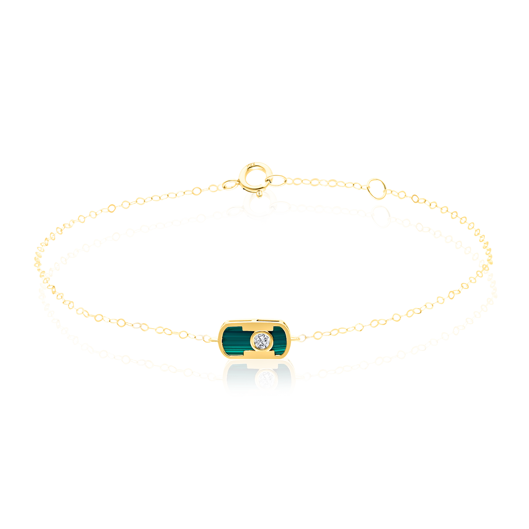 18K Real Gold Green Stone Bracelet