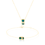 Load image into Gallery viewer, 18K Real Gold Green Stone Jewelry Set
