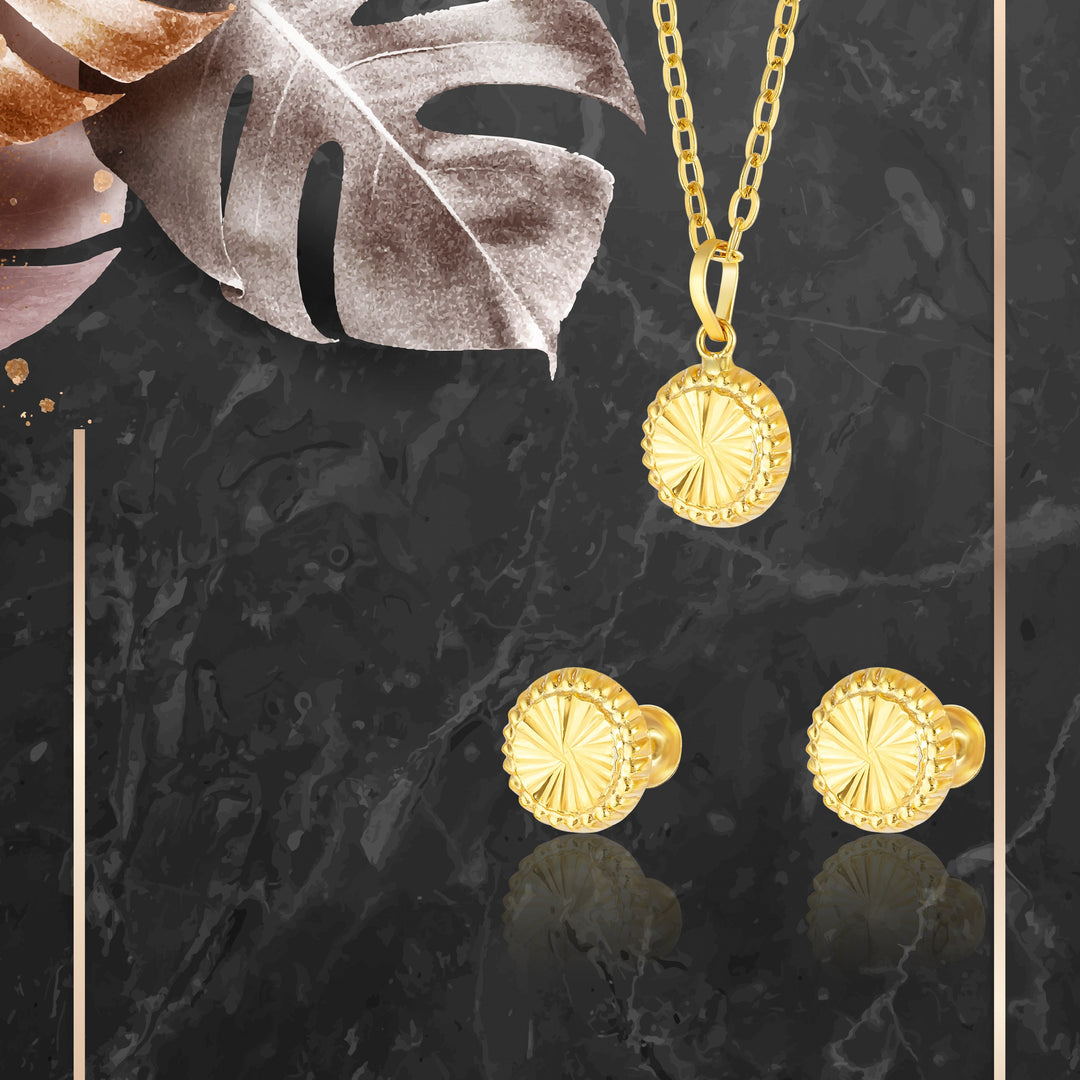 18K Real Gold Round Screw Jewelry Set