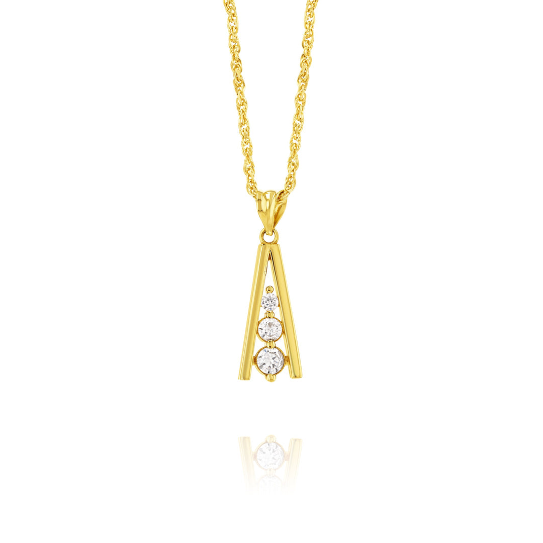 18K Real Gold Stone Necklace