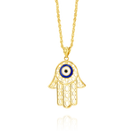 Load image into Gallery viewer, 18K Real Gold Hamsa Palm Necklace