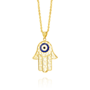 18K Real Gold Hamsa Palm Necklace