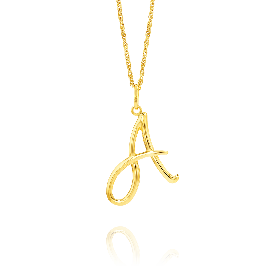 18K Real Gold Letter A Necklace