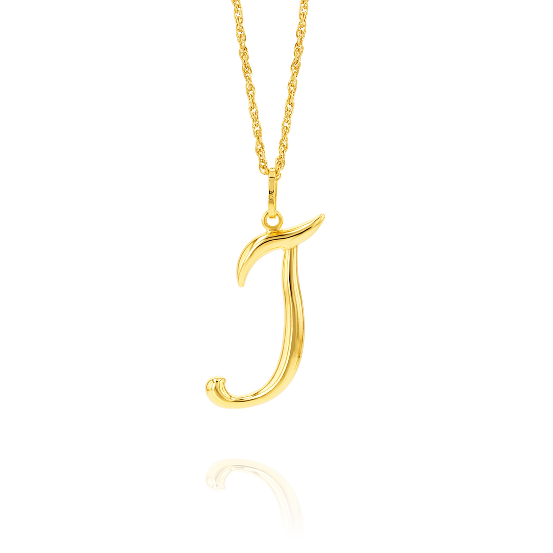 18K Real Gold Letter J Necklace