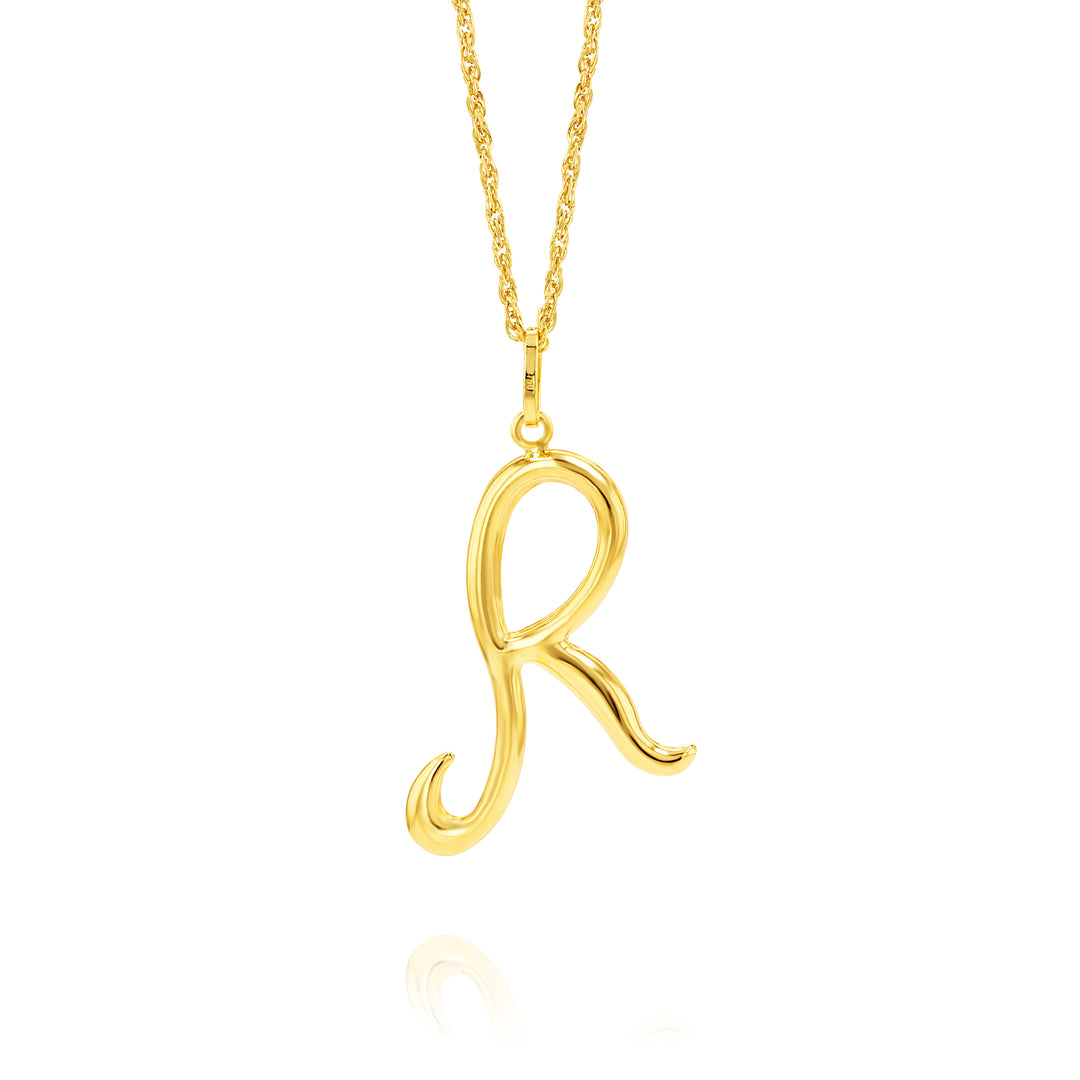 18K Real Gold Letter R Necklace