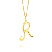 18K Real Gold Letter R Necklace