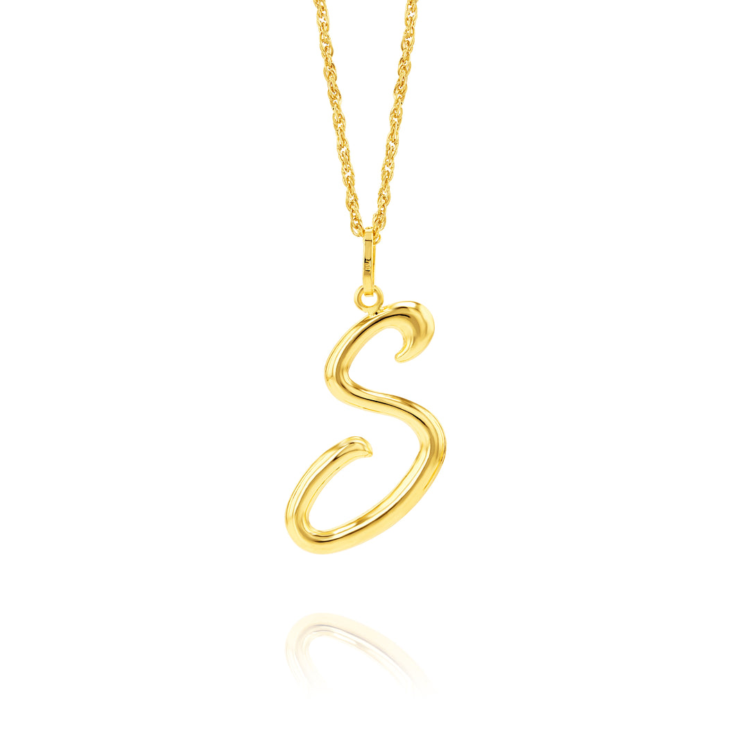 18K Real Gold Letter S Necklace