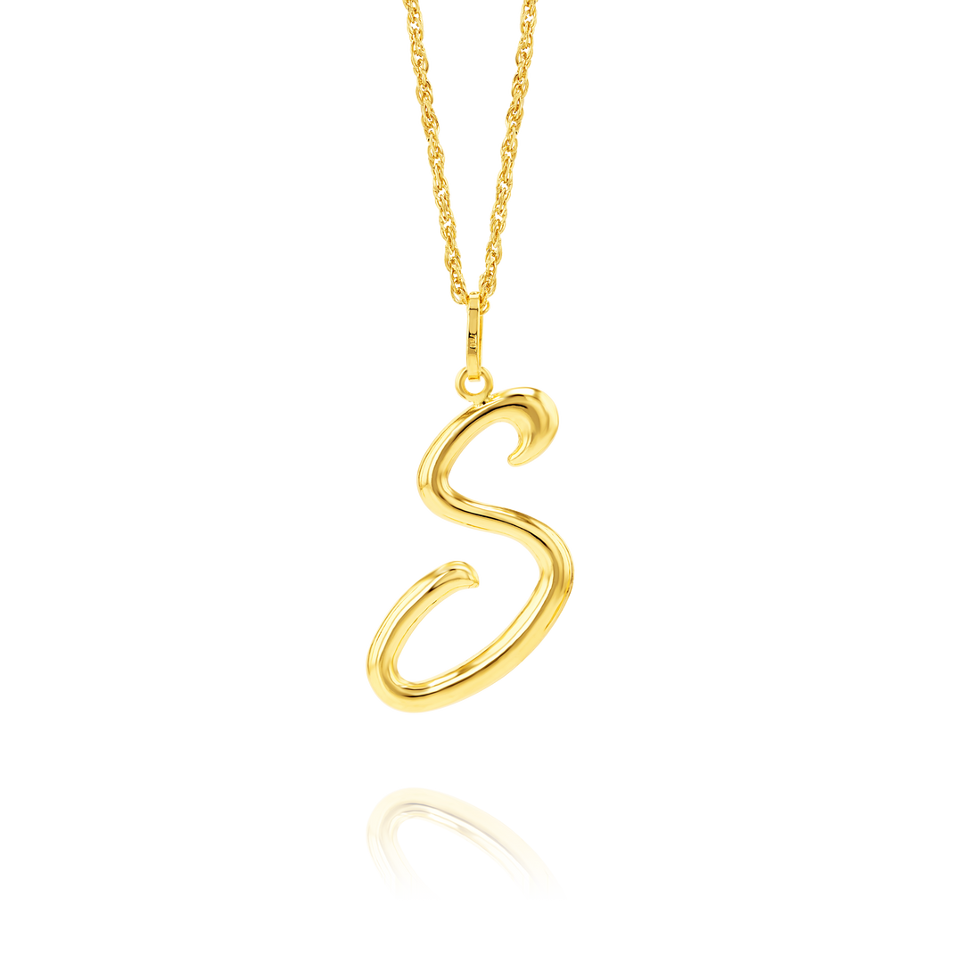 18K Real Gold Letter S Necklace