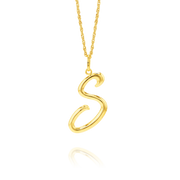 18K Real Gold Letter S Necklace