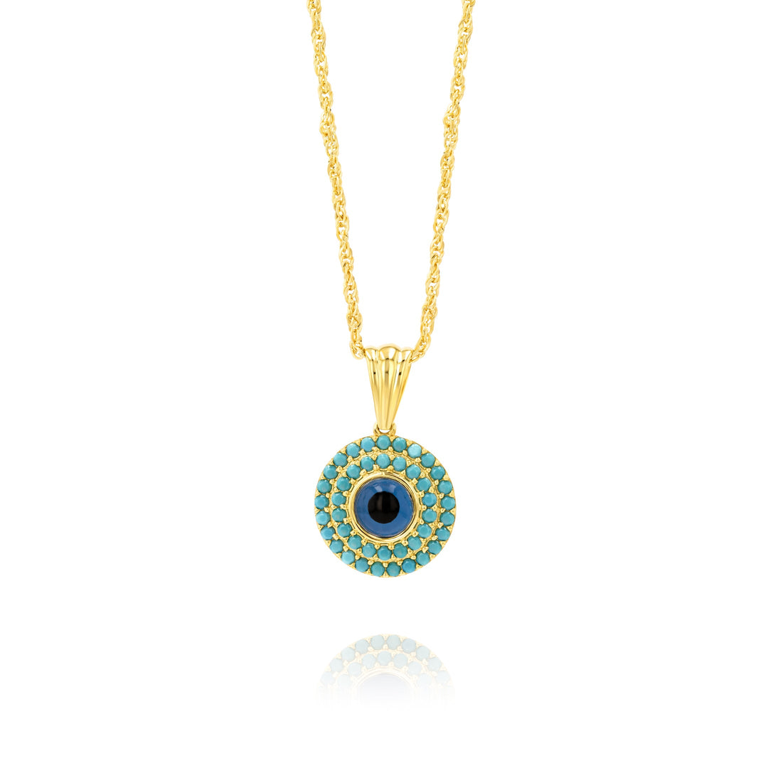 18K Real Gold Round Eye Necklace
