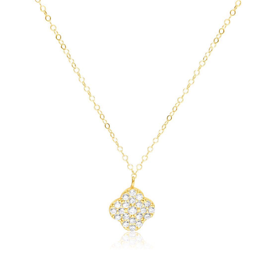 18K Real Gold Stone Flower Necklace