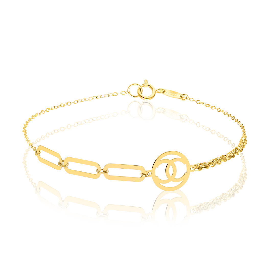 18K Real Gold C.H Linked Rope Bracelet