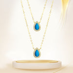 Load image into Gallery viewer, 18K Real Gold 2 Layer Blue Stone Necklace
