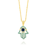 Load image into Gallery viewer, 18K Real Gold Hamsa Palm Eye Necklace
