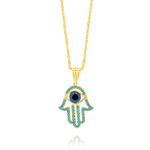 Load image into Gallery viewer, 18K Real Gold Hamsa Palm Eye Necklace