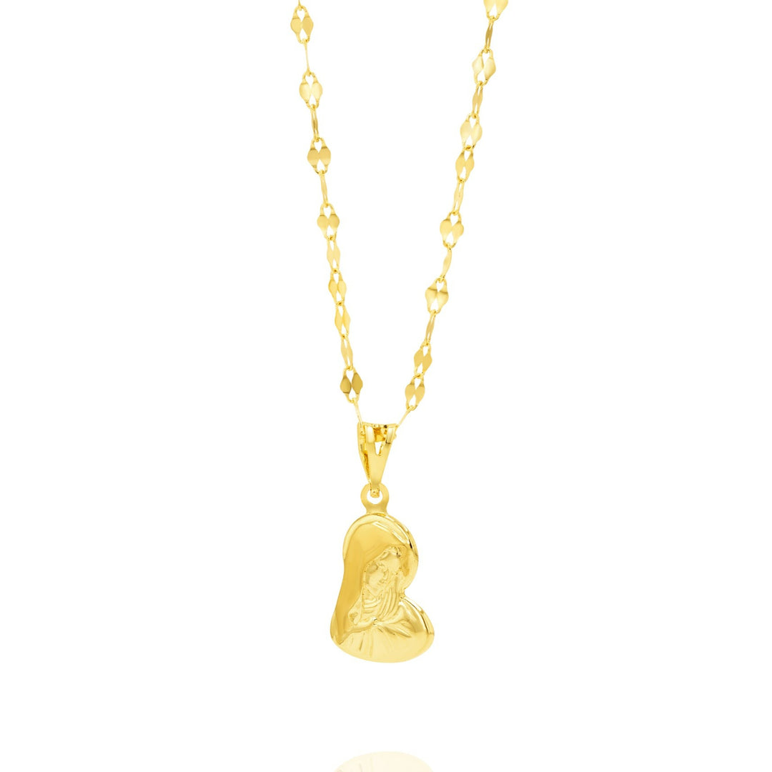 18K Real Gold Mama Mary Necklace