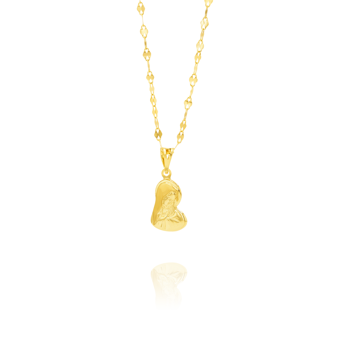18K Real Gold Mama Mary Necklace