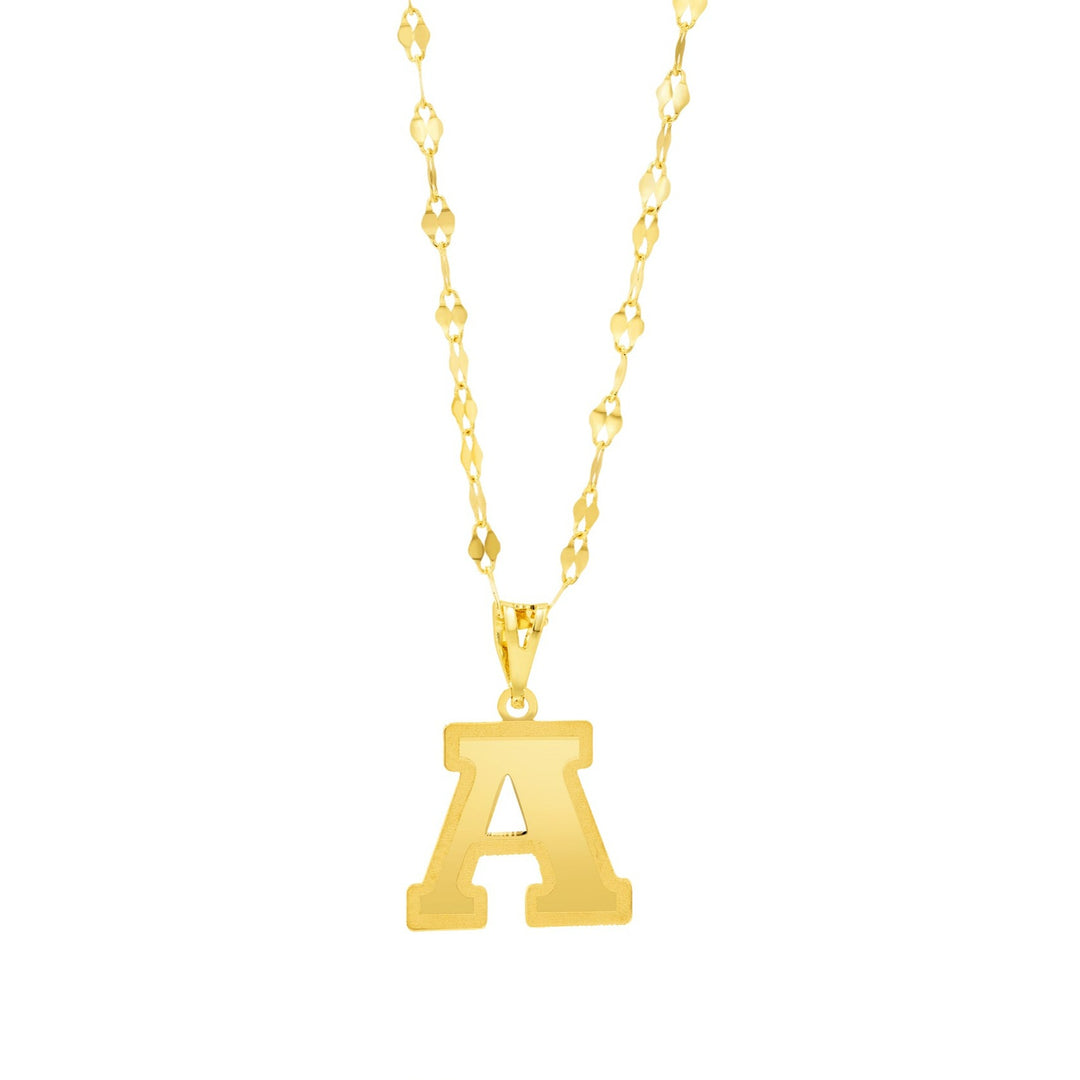 18K Real Gold Letter A Necklace