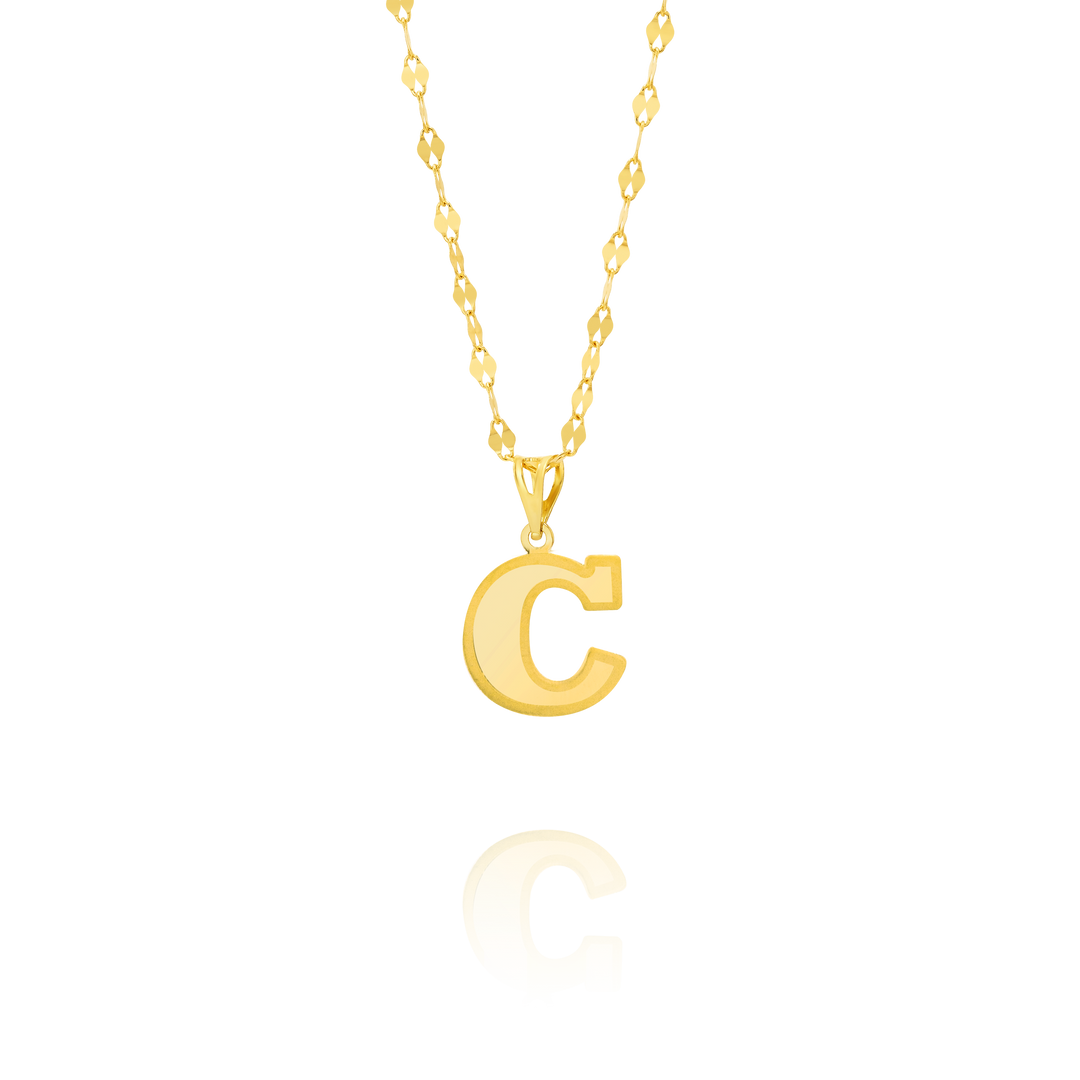 18K Real Gold Letter C Necklace