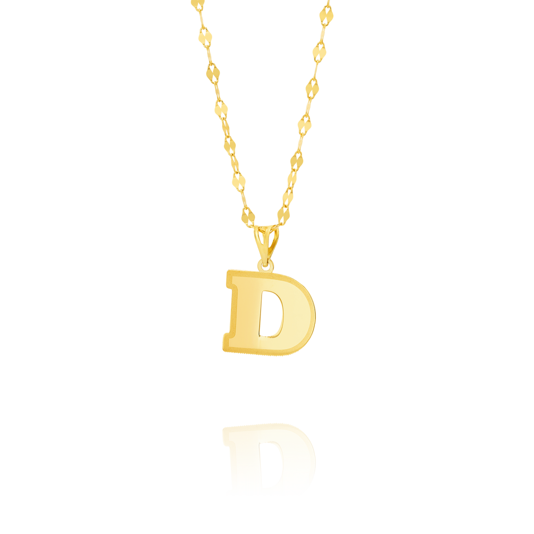 18K Real Gold Letter D Necklace