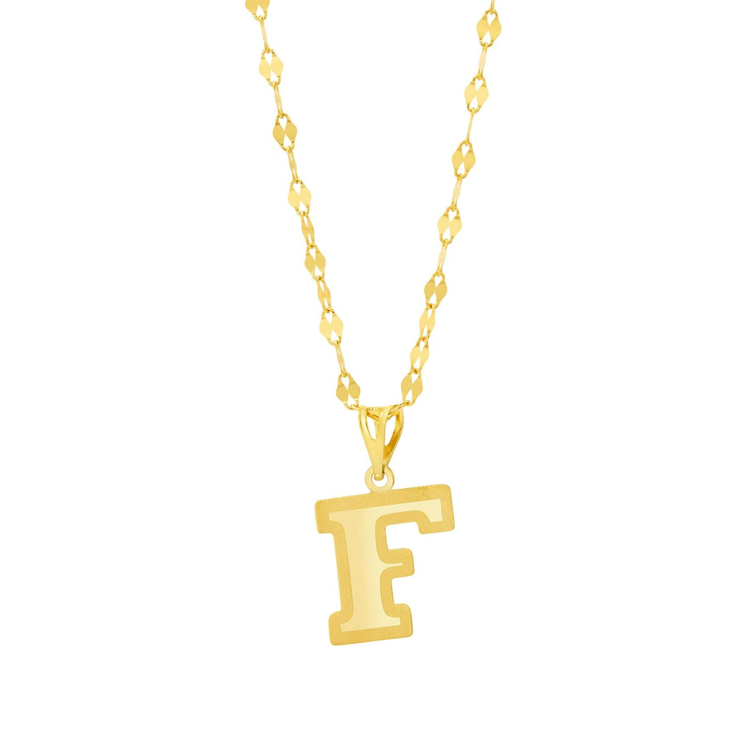 18K Real Gold Letter F Necklace
