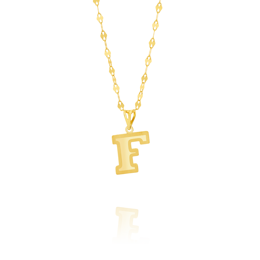 18K Real Gold Letter F Necklace