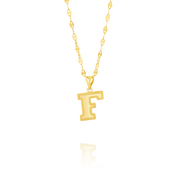 18K Real Gold Letter F Necklace