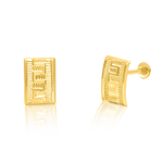 Load image into Gallery viewer, 18K Real Gold Curved Square Screw Earring Set
