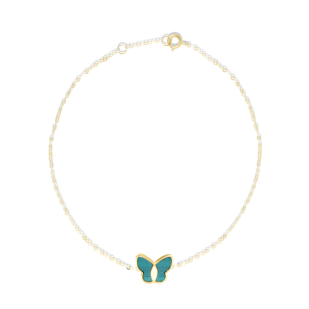 18K Real Gold Green Butterfly Bracelet
