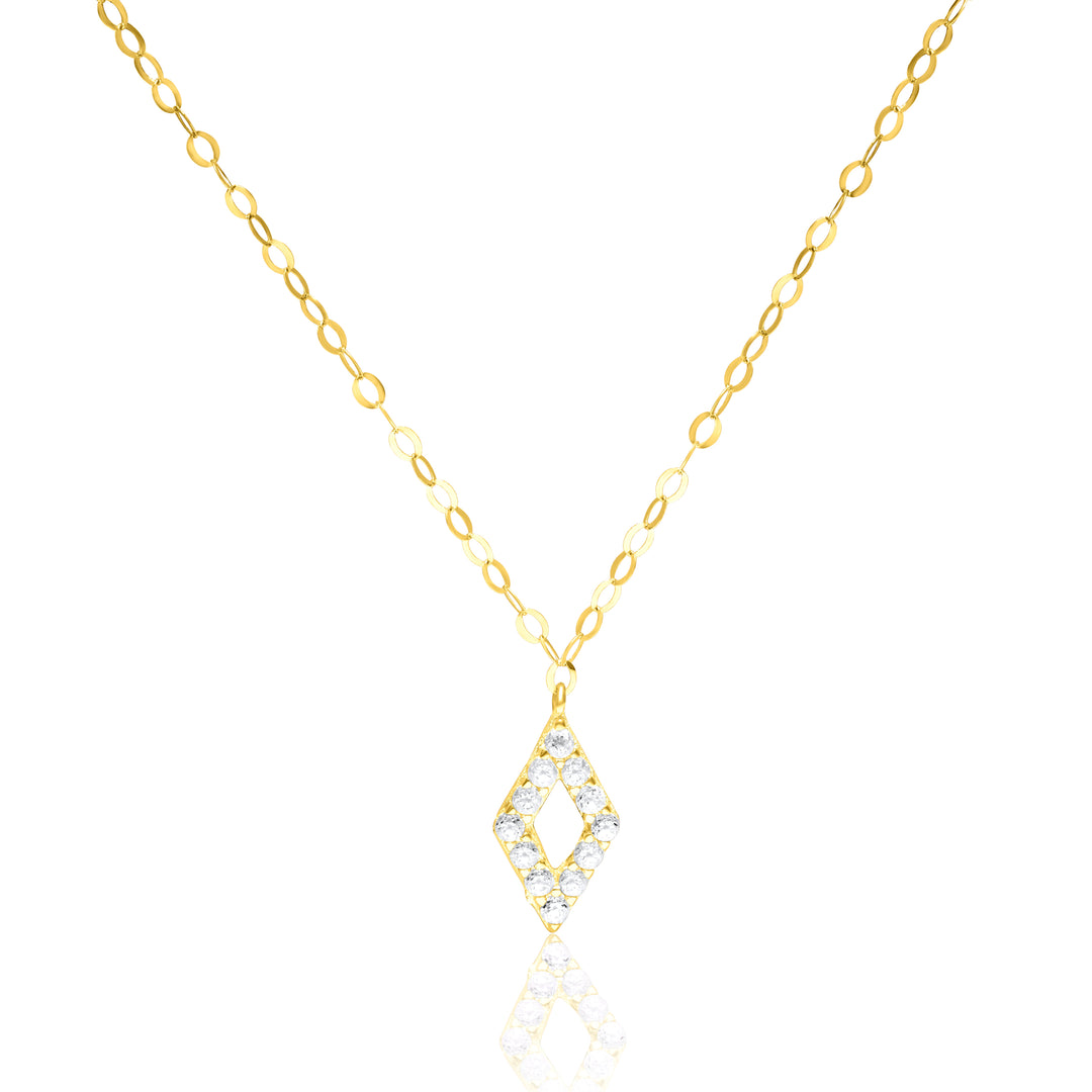 18K Real Gold Stone Diamond Necklace