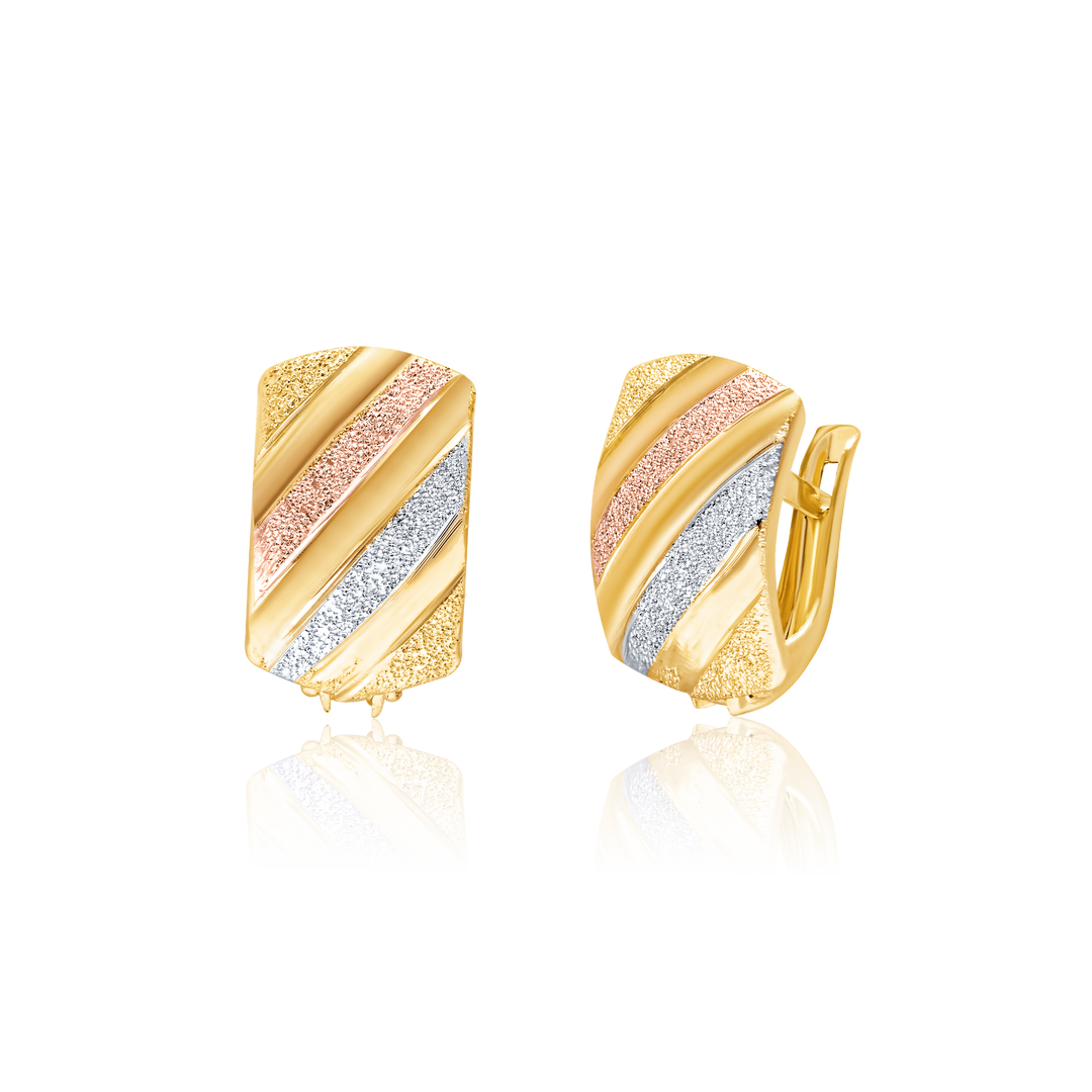 18K Real Gold Curved Clip Earring Set