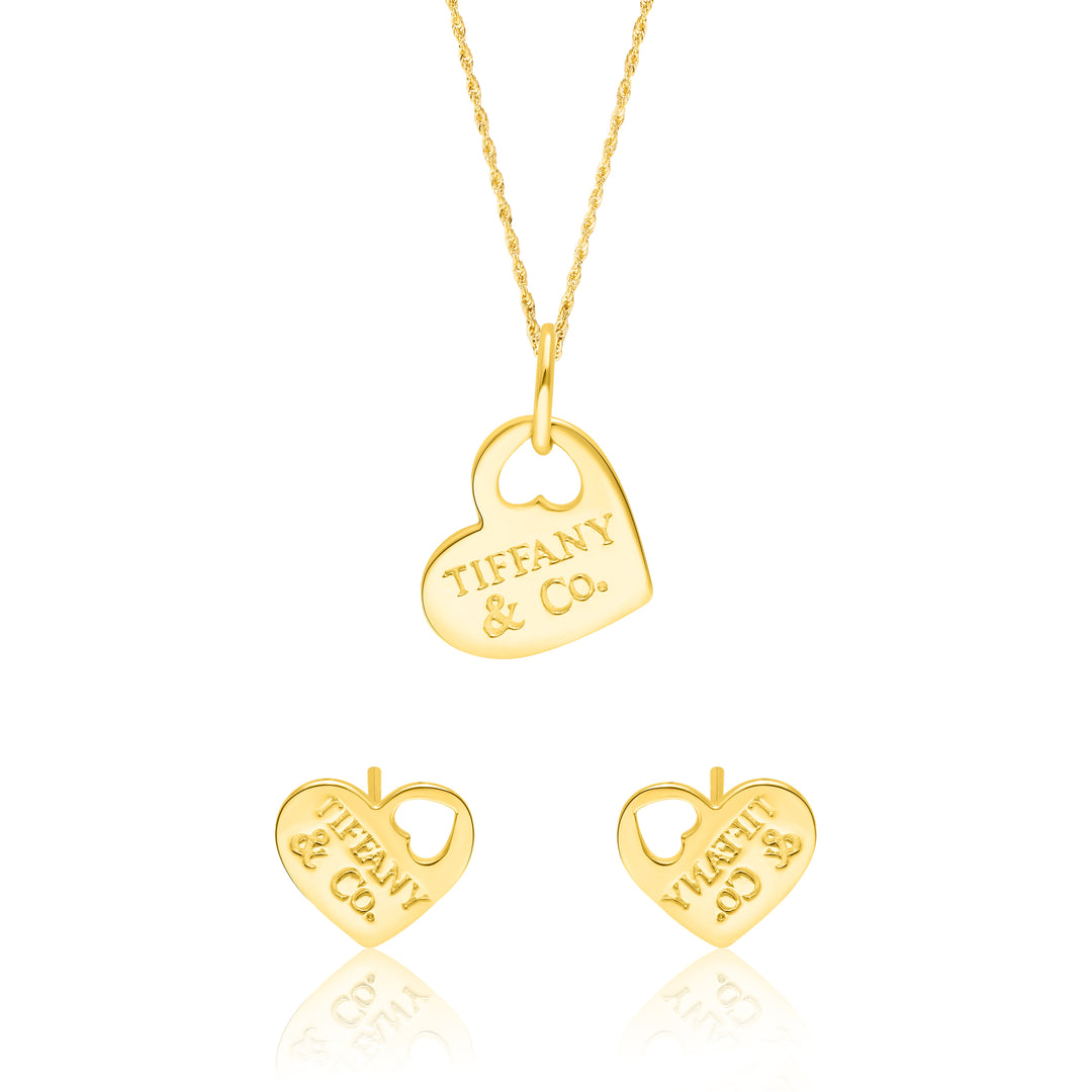 18K Real Gold T.F Heart Jewelry Set