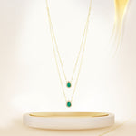 Load image into Gallery viewer, 18K Real Gold 2 Layer Green Stone Necklace
