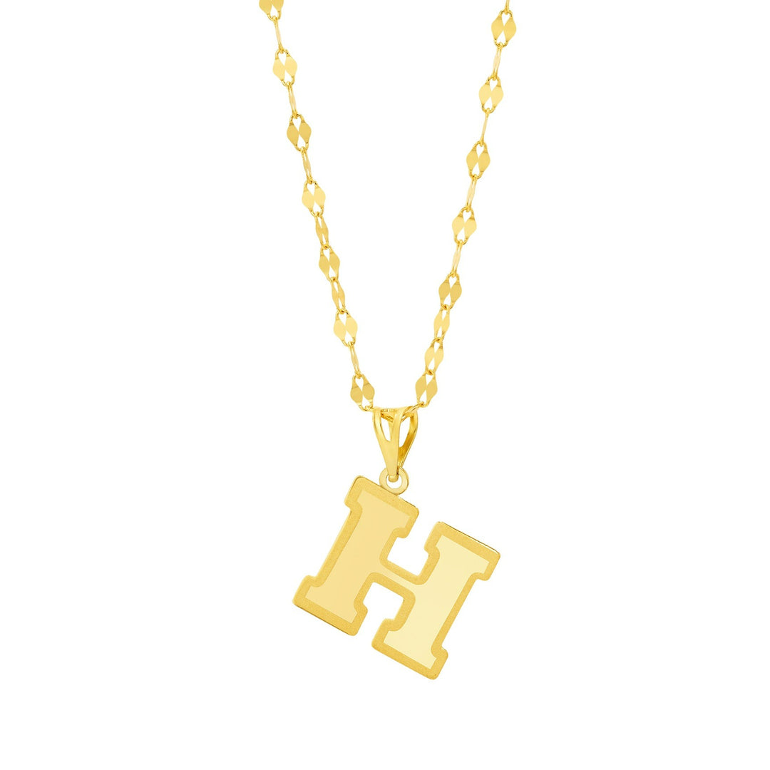 18K Real Gold Letter H Necklace