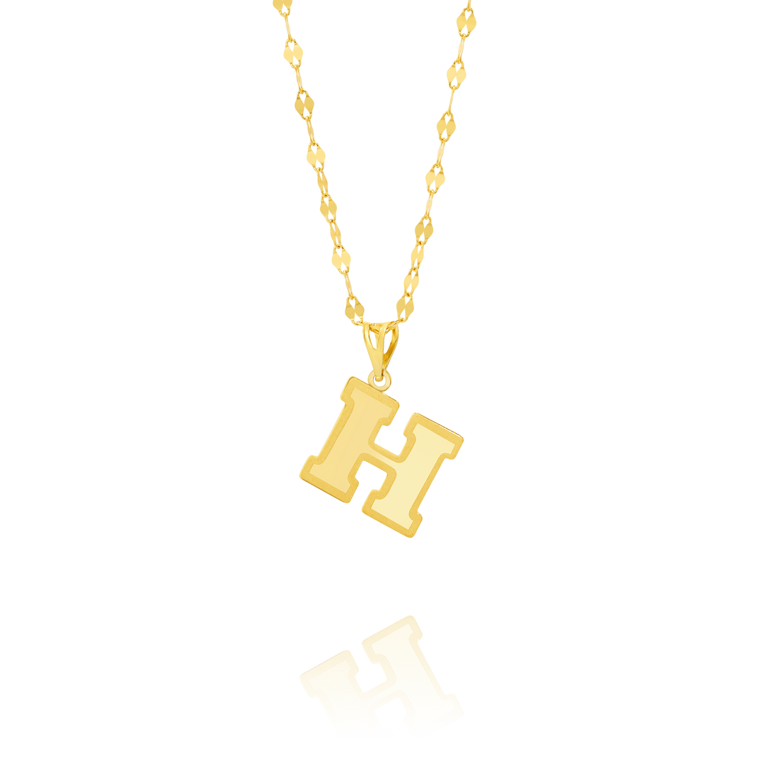18K Real Gold Letter H Necklace