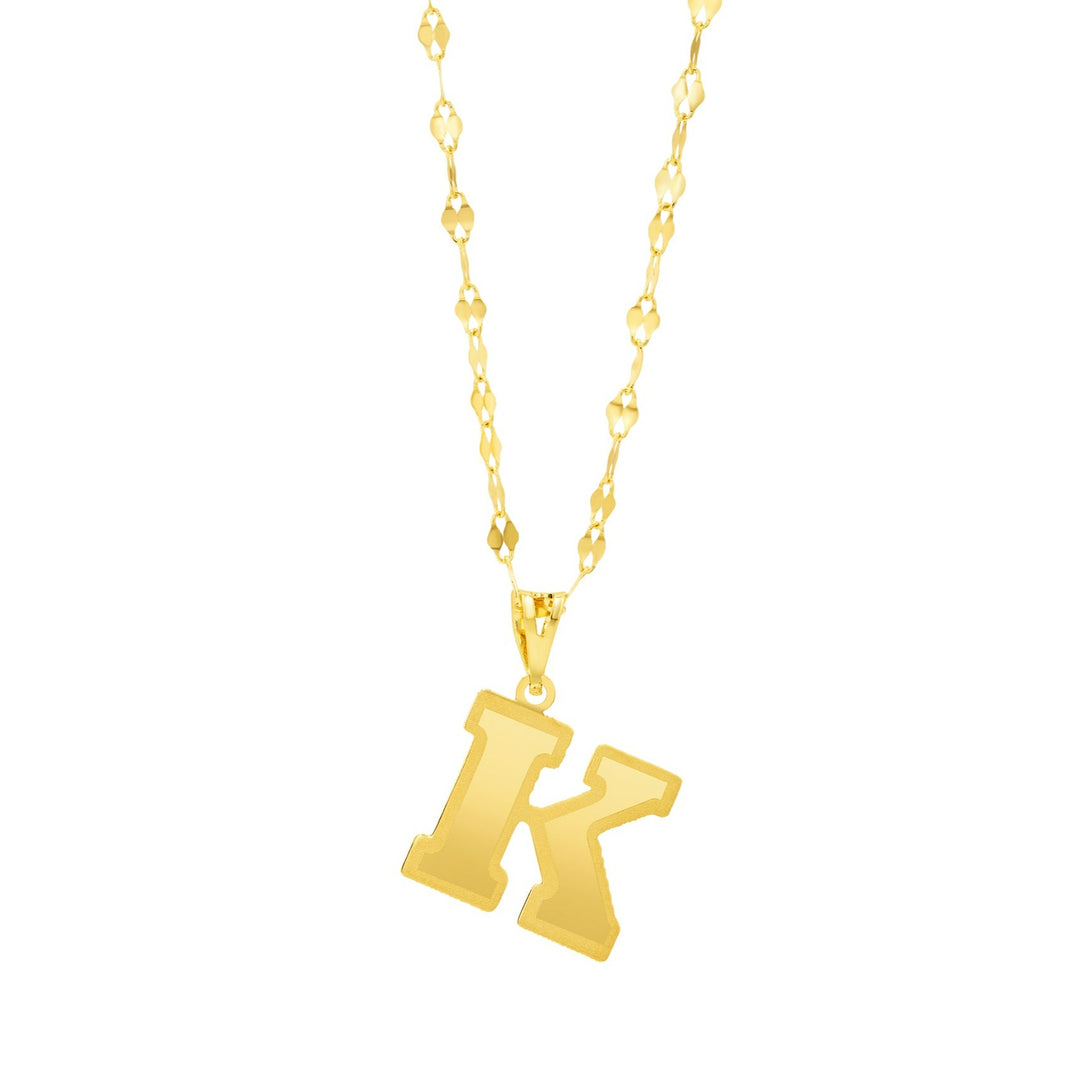 18K Real Gold Letter K Necklace