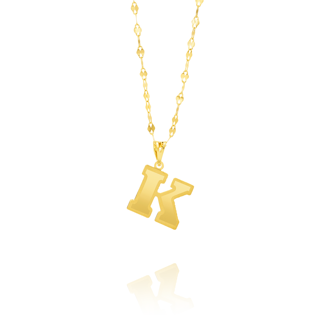 18K Real Gold Letter K Necklace