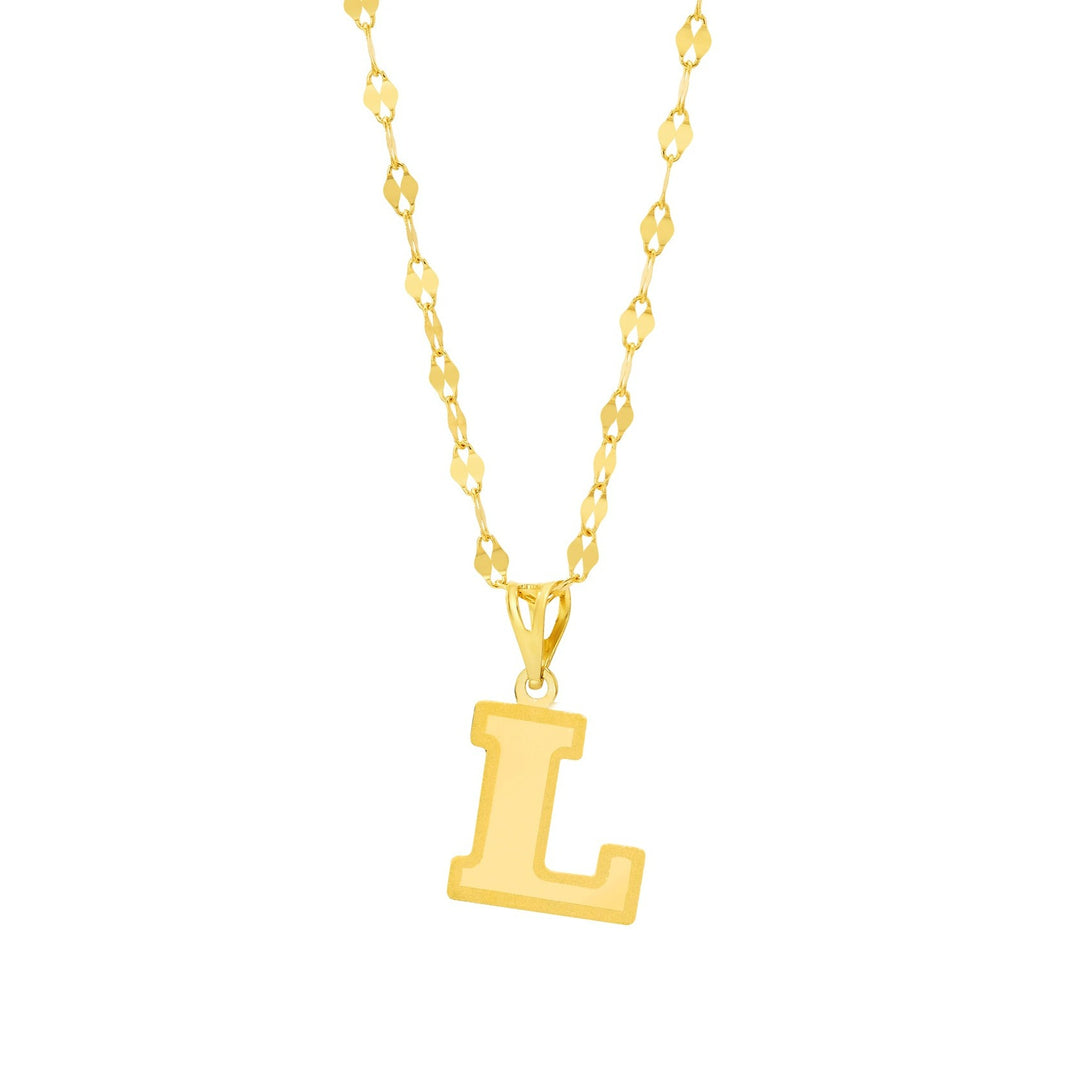 18K Real Gold Letter L Necklace