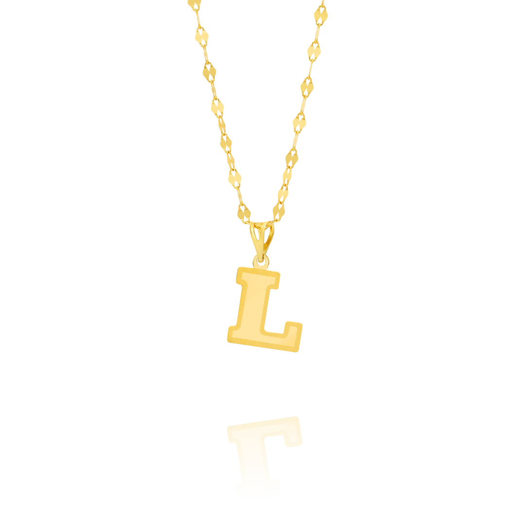 18K Real Gold Letter L Necklace
