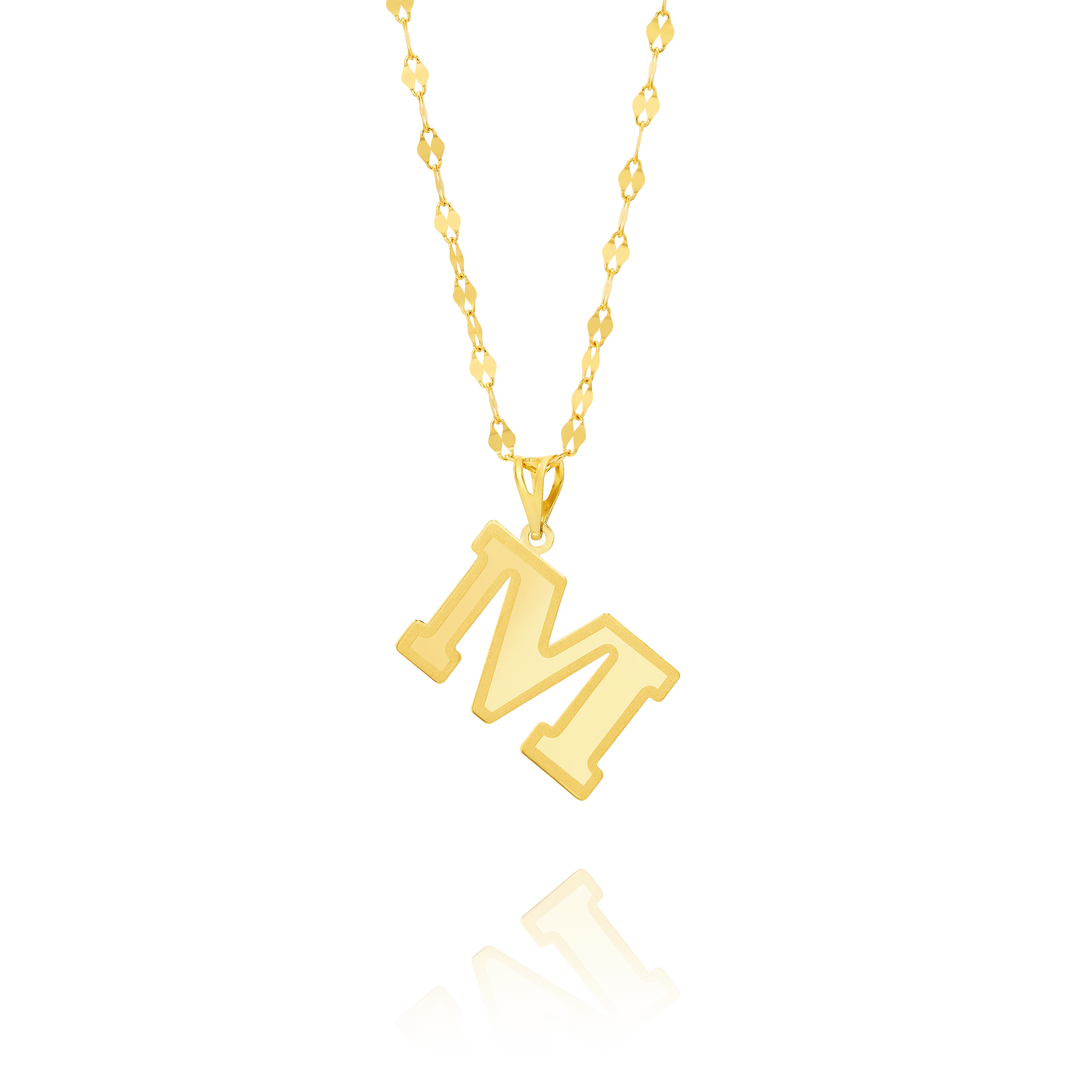 18K Real Gold Letter M Necklace