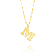 18K Real Gold Letter M Necklace