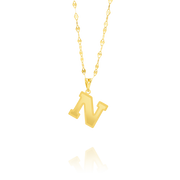 18K Real Gold Letter N Necklace