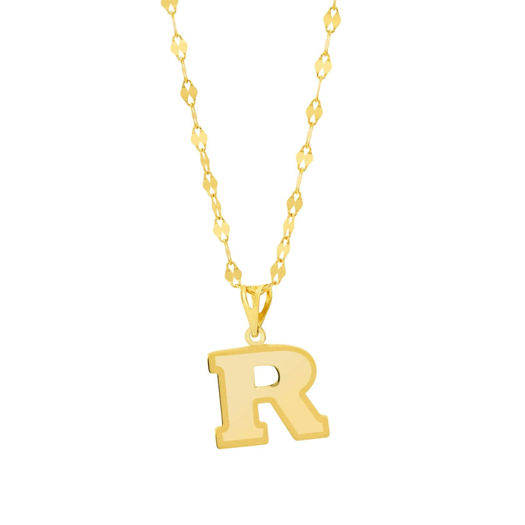 18K Real Gold Letter R Necklace