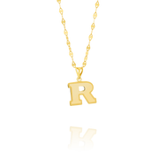 18K Real Gold Letter R Necklace