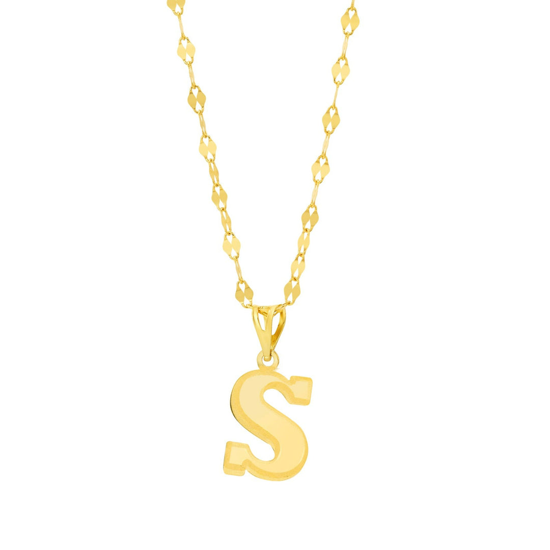 18K Real Gold Letter S Necklace