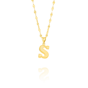 18K Real Gold Letter S Necklace