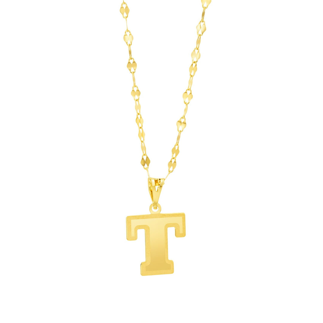 18K Real Gold Letter T Necklace